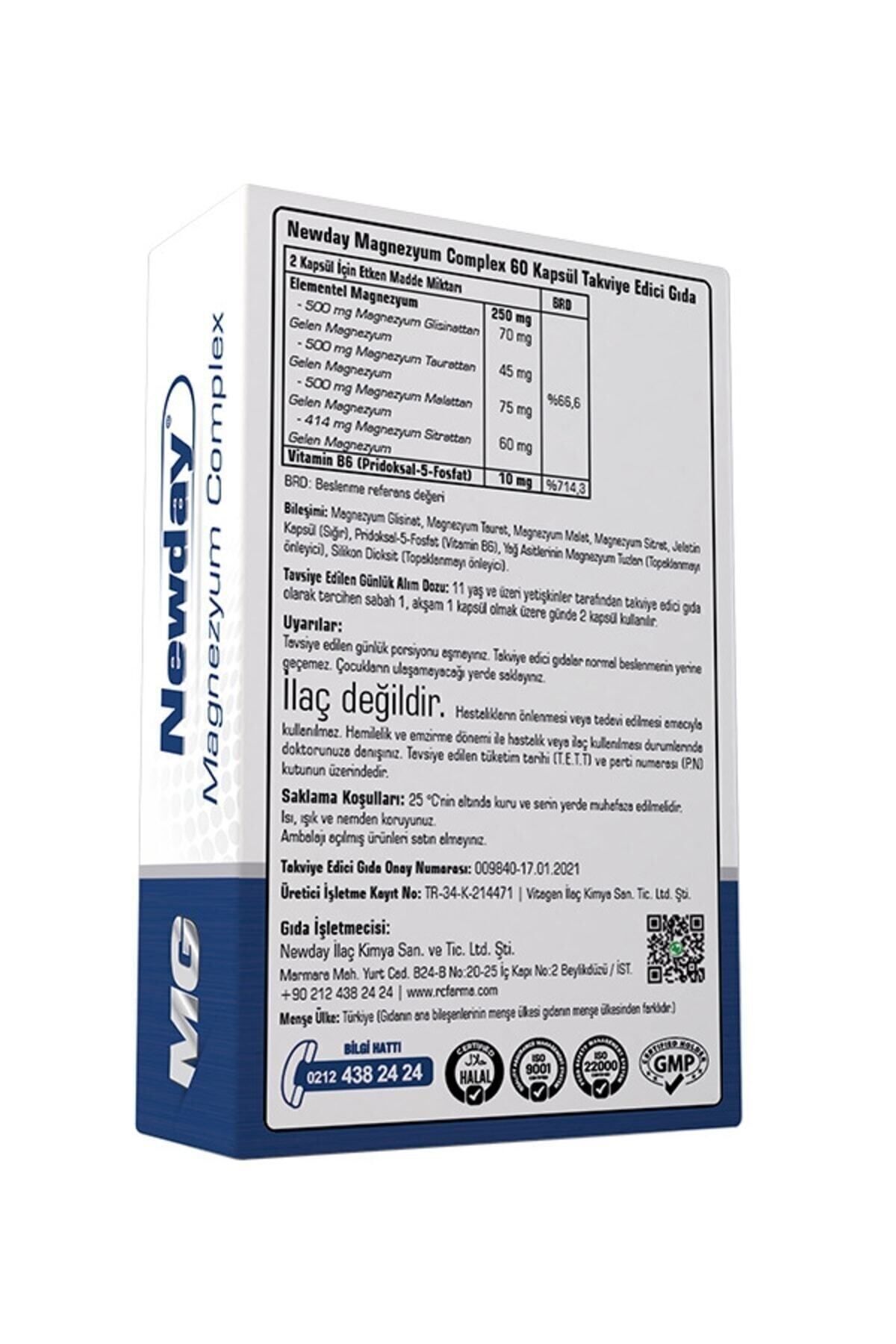 Newday Magnezyum Complex 60 Kapsül 4 Kutu Newday Magnezyum Complex 60 Kapsül 4 Kutu